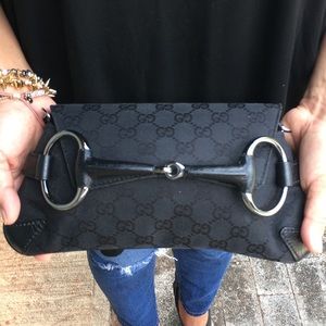 Canvas Horsebit Chain Clutch